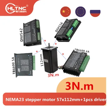 TB6600 / DM542 / DM556 hibrīda soli Vadītājs ar NEMA23 stepper motor 57x112mm 4-svina 3A 3N.m 112mm 428Oz-jo NEMA 23 CNC