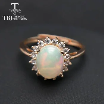 TBJ,elegants 1.5 ct opal dāma gredzenu,ovālas 7*9mm dabas etiopijas uguns opāls klasiskās diana gredzens 925 sterling sudraba dārgakmens Gredzenu