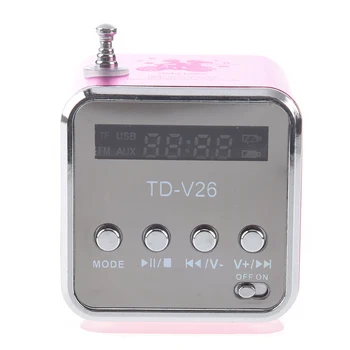 TD-V26 Portatīvie Mini Digital Skaļrunis ar Micro SD / TF / USB /FM (Rozā)