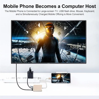 Tebe Tips-C HDMI 3-in-1 Converter Vadītājs USB 3.0 4K HDMI PD Ātrās Uzlādes Augstas Veiktspējas Smart Hub For MacBook