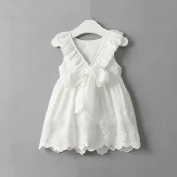 TELOTUNY Bērniem meitene baltā kleita vasaras 2020. gadam Toddler Bērniem, Baby Meitenes Princess Puse Drēbes Lielo Loku Piedurknēm Tutu Kleitas J26