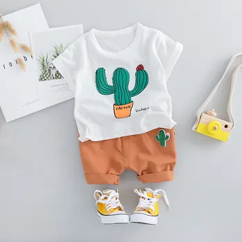 Telotuny zēnu komplekts bērniem drēbes toddler baby boy cartoon kids kaktuss, topi, t-kreklu īsās bikses gadījuma tērpiem set boys apģērbu #40