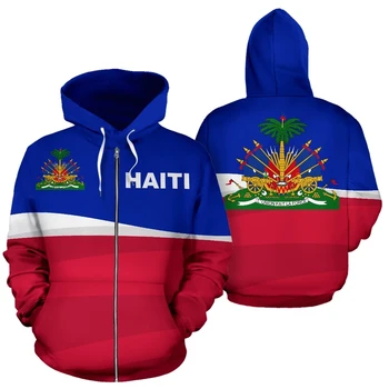 Tessffel Valsts Ģerbonis Karogs Karību Jūras Haiti Salas Retro Džemperis Vīriešiem/Sievietēm Tracksuit Jaka 3Dprint Streetwear Hoodies A11