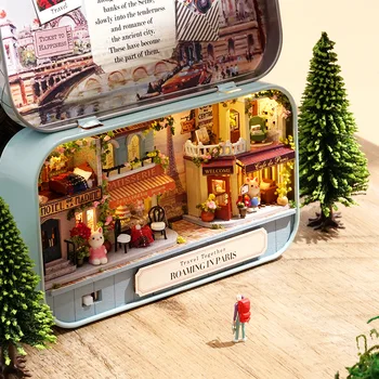 Teātris Kastē Diy Miniatūra Leļļu Namiņš Komplekts Roombox Nelielu Māju Jauno Gadu Ziemassvētku Dāvanu Rotaļlietas Bērniem Leļļu Nams Mēbeles Komplekts