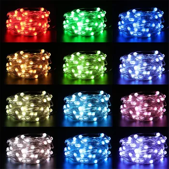 Thrisdar Smart RGB LED Pasaku Gaismu Ar Tālvadības 20M 200LED Ziemassvētku Vara Stieples String Deg Ziemassvētku Eglīte Kāzu Dekori