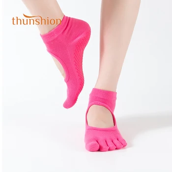 Thunshion 3 Pāri Sieviešu Atvērt pēdas pacēluma, Joga Zeķes Atvērtu Purngalu, kas Nav Slīdēšanas Masāža Kājām Zeķes Ar 3D PVC Pieci Pirksti