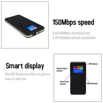 TIANJIE Atslēgt 150Mbps Portable Power Bank Mifi 4G LTE, Wifi Rūteris, Bezvadu Kabatas WiFi Hotspot Automašīnu Wifi Ar Sim Kartes Slots