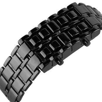 TIke Toker Modes Black Full Metal Digitālo Lava Rokas pulksteni Dzelzs Metāla Sarkanā LED Samurajs Vīriešiem Zēns Sporta Vienkāršu Wathes