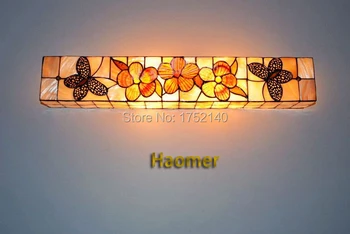 Tikko Vidusjūras lampas korpusa sienas lampas butterfly ziedu sienas sconce shell spogulis gaismas Gultas Lampa, Lampas Vannas istaba