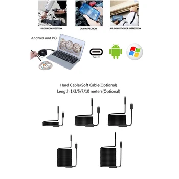 Tipa-c Android USB Endoskopu Kamera 7.0 mm Cieto Kabeli PC Android Tālrunis Endoskopu Caurule Tips C Endoskopu Pārbaudes Mini Kameras