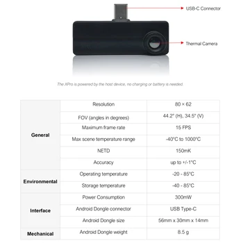 Tipa-C Interfeiss infrared Thermal Imager EM901 Projektu Xpro USB Thermal Imager Android Mobilā Telefona Atklāšanas Termometrs