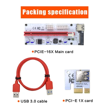TISHRIC 10pcs VER008S Molex 4Pin SATA 6PIN PCIE PCI-E, PCI Express Stāvvadu Kartes 008s Adapteris 1X, lai 16X USB3.0 Extender Raktuvju Strādnieks
