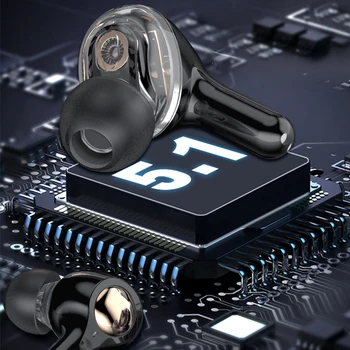 TiYiViRi TWS Earbuds Bluetooth 5.1 auss Wireless Touch Austiņas Bass Stereo Hifi Mūzikas Skaļuma kontrole, 4 Mikrofoni austiņas Tālruni