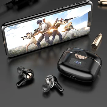 TiYiViRi TWS Earbuds Bluetooth 5.1 auss Wireless Touch Austiņas Bass Stereo Hifi Mūzikas Skaļuma kontrole, 4 Mikrofoni austiņas Tālruni