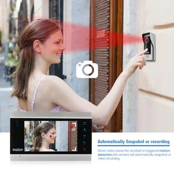 TMEZON 7 Collu TFT Vadu Smart Video Durvju Tālrunis Intercom Sistēma ar 3 Nakts Redzamības Monitors + 2x1200TVL Ūdensnecaurlaidīgs Durvju Kameru