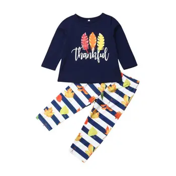 Toddler Baby Girl Apģērbu Pateicības Drēbes, T-krekls Top Bikses Apģērbs Apģērbs