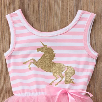 Toddler Bērniem, Baby Meitene Bez Piedurknēm Unicorn Puse Grezna Kleita Sundress Drēbes