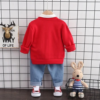 Toddler Infant Baby Boy Apģērbs Kopa ar garām Piedurknēm Jaka +T-krekls + Bikses Kokvilnas 3pcs Tērpiem Uzstādīt Karikatūra Toddler Zēni