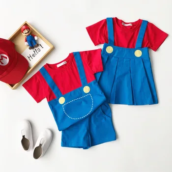 Tonytaobaby Vasaras Jauni Zēni un Meitenes Gudrs Viltus Divas Gabals Uzvalks Karikatūra Bērnu apģērbi Bērnu Apģērbs