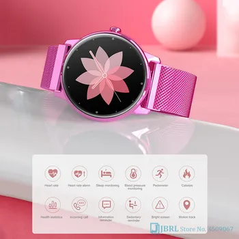Top Jaunas Smart Skatīties Sieviešu Smartwatch Elektronika Smart Clock Android, IOS Fitnesa Tracker ar skārienekrānu Bluetooth Smart-skatīties