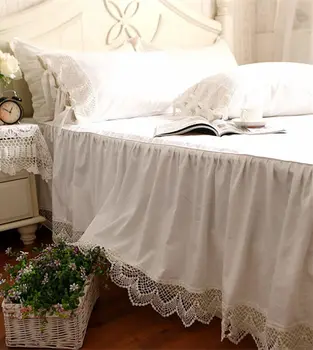 Top luksusa gultas svārki romantiskas mežģīnes, izšuvumi pārklājs elegants gultas pārklāji gultas loksnes kāzu dekorēšana princese gultas pārklāji
