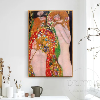 Top Mākslinieka Roku apgleznotas Zelta gleznas Gustava Klimta Ūdens Čūskas II (Luksusa Līnija), Eļļas Glezna Reproducēt Klimta Eļļas Glezna