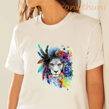 Topi, t-kreklu gothic Lion King vintage tshirt sieviešu t krekls Akvarelis kawaii cute karikatūra estētisko apģērbs sieviešu apģērbs