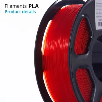 TOPZEAL Skaidrs, 3D Plastmasas Pavedienu TAA Pavedienu 1,75 mm 1KG Dimensiju Precizitāte +/- 0.02 mm Caurspīdīga Sarkana 3D Printeri