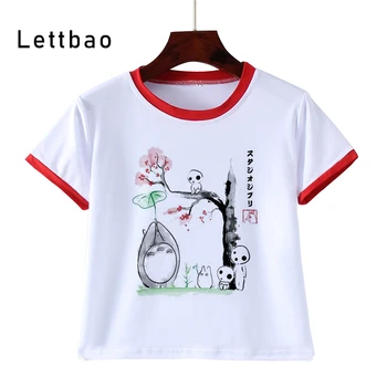 Totoro Izdrukas Bērniem, Baby Meiteņu Drēbes Īsām Piedurknēm T-Krekls Bērniem Toddler Karikatūra Camiseta Princesas Meitene, Topi, T-Veida