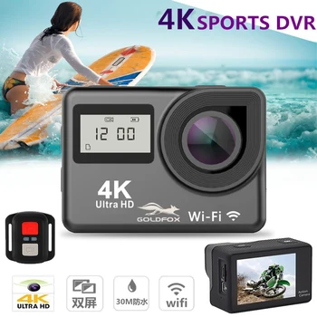 Touch Dual Ekrāns Ultra HD (4K WiFi Sports Rīcības Camera 170D 1080P Ūdensizturīgs Sporta DV Iet extreme Pro cam Tālvadības Kameru