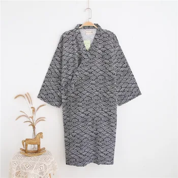 Tradicionālie Vīriešu Japāņu Pidžamas Komplekti Vienkārši Kimono Yukata Tērpi, Kokvilnas Naktskrekls Samurai Sleepwear Peldmētelis Atpūtas Homewear