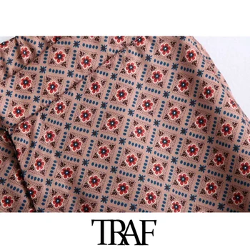 TRAF Sieviešu Modes Iespiesti Sānu Kabatas Bikses Vintage Augsta Vidukļa Rāvējslēdzēju Lidot Sieviešu Bikses Mujer