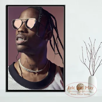 Travis Scott Mūzika Zvaigžņu Rap Hip Hop Reperis Modes Modelis, Mākslas Glezniecības Vintage Audekla Plakāta Sienas, Mājas Dekoru