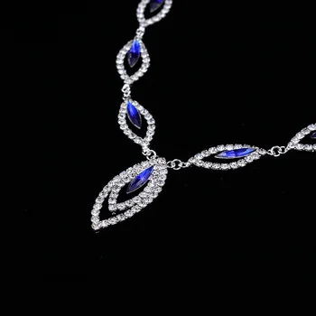 TREAZY Modes Royal Zila Kristāla Kāzu Rotaslietas Komplekti Sudraba Pārklājumu Lapas sānslīdi kaklasaite, Kaklarota, Auskari Sievietēm, Kāzu Rotaslietas Komplekti