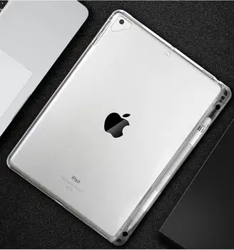 Triecienizturīgs Soft Case For iPad Pro 12.9 2020. Gadam Pro 11 2018 2017 TPU Case For Apple iPad 4 Gaisa 10.9 Skaidrs Aizmugurējo Vāciņu+Zīmuļa Turētāju