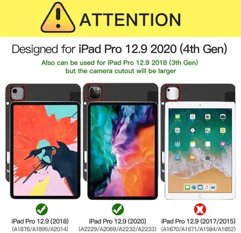 Trifold Smart Case for iPad pro 12.9 2020. gadam 4th Gen , Auto Sleep/Wake Viegls Stāvēt Vāks iPad pro 12.9 Collu 2020 Versija