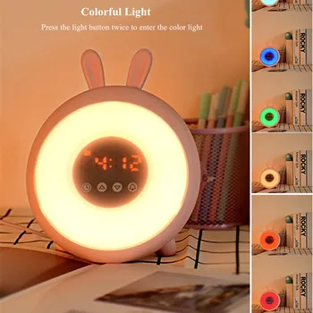 Trusis Modinātājs Silikona Zaķi Touch Lampas Atlikt Saullēkta un Saulrieta Režīmu Aptumšojami Krāsains LED Nakts Gaisma Bērniem, Baby Dāvanu