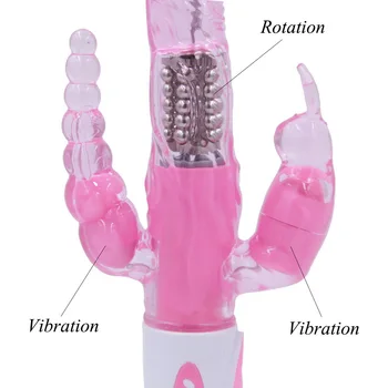 Trušu Vibrators Zaķa Trīskāršs Prieks G Spot Klitora Stimulators Anālais Plug Rotācijas Seksa Rotaļlietas Sievietei Klitora Vibrators, Dildo