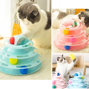 Trīs Līmeņu pet cat rotaļlieta Tornis Dziesmas Disku kaķis Izlūkošanas Atrakciju triple jāmaksā disku kaķis rotaļlietas bumbu, Apmācība, Atrakciju plate