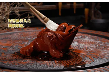 Trīs pēdas, krupis rūdas Yixing tējas septiņas krāsains punkti violetā māla tējas pet talismans rotājumi boutique teaset amatniecība dāvanu tējas rotaļlietas