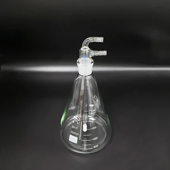 Trīsstūra gāzes mazgāšanas pudele 150ml/500ml/1000ml/2000ml,Cilindriskās smilšu core attīrīšana kolbas,Koniskās skalošanas pudele ar stikla, smilšu
