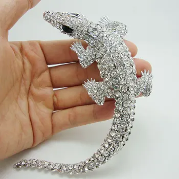 TTjewelry Krāšņs Līgava, Līgavas Krokodils Dzīvnieku Kulons Rhinestone Kristāla Līgava Kāzu Broša