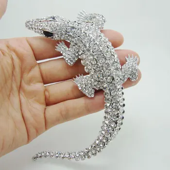 TTjewelry Krāšņs Līgava, Līgavas Krokodils Dzīvnieku Kulons Rhinestone Kristāla Līgava Kāzu Broša