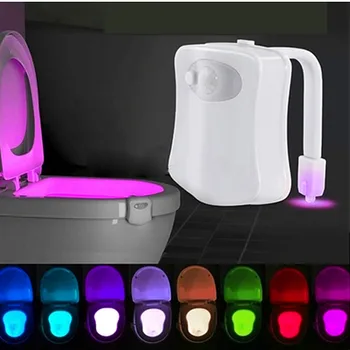 Tualetes Nakts Gaisma Aktivizēts Sēdekļa PIR Sensoru, Auto Lampas, 8 Krāsas, fona Apgaismojums WC, Tualetes Pods LED Luminaria Sēdekļa Nightlight Apgaismojums