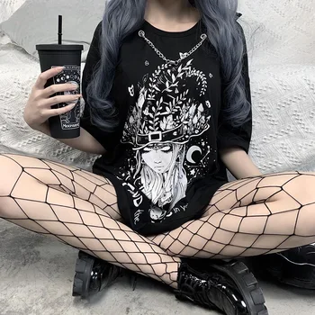 Tumšā Gotu, punk lielajam T-krekli Zaudēt Streetwear Harajuku Drukāt Vasaras 2020. Gadam, Modes Sieviešu T Gadījuma