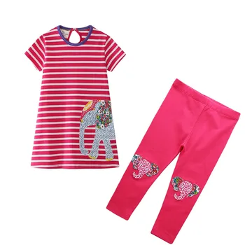 TUONXYE 2-7 Gadiem Baby Meitenes Flamingo Īsām Piedurknēm Kleita+ Zeķes Bērniem Toddler Apģērbu Komplekts Cute Meitene Svārki+Bikses Apģērbu Komplekts