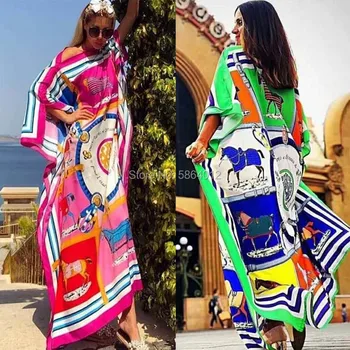 Tuvajos Austrumos kuveita garās kleitas sieviete Modes Sieviešu Sexy Boho Vasaras Gadījuma Šifona Ziedu Vakara Puse Beach Sen Maxi Kleita