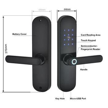 TUYA Gudrs Durvju slēdzenes Ciparu Kodu Biometrisko pirkstu Nospiedumu Slēdzene ar WiFi Smart Dzīves App