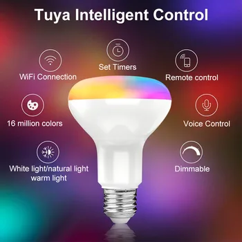 Tuya Smart Spuldze 15W E27 WiFi LED Spuldze RGB Krāsu Maiņa un 2700K-6500K Balts Darbu ar Alexa, Google Home Aptumšojami APP