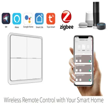 Tuya ZigBee Push Gaismas Slēdzi 4 Banda Smart Mājas Automatizācijas Bezvadu Kontroles Darbu Ar Alexa, Google Home